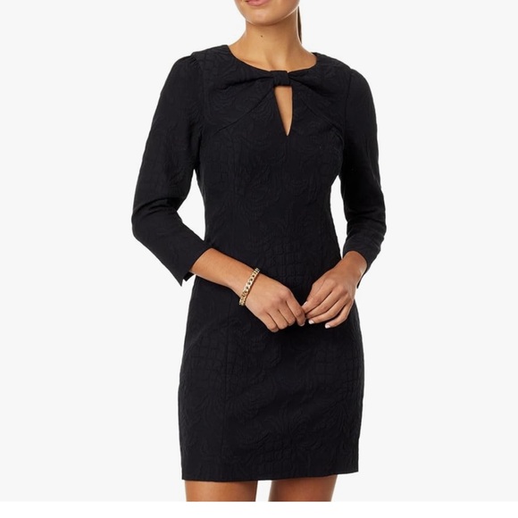 Lilly Pulitzer Dresses & Skirts - Lilly Pulitzer Kolton 3/4 Sleeve Stretch Onyx Pineapple Pucker Dress NWT